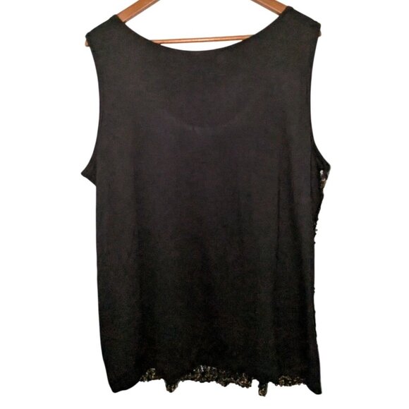 Calvin Klein Womens Black Gold Sequin Top 1X Scoop Neck Sleeveless Partywear - Picture 4 of 7